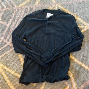 Men's Black waffle Henley Shirt - m